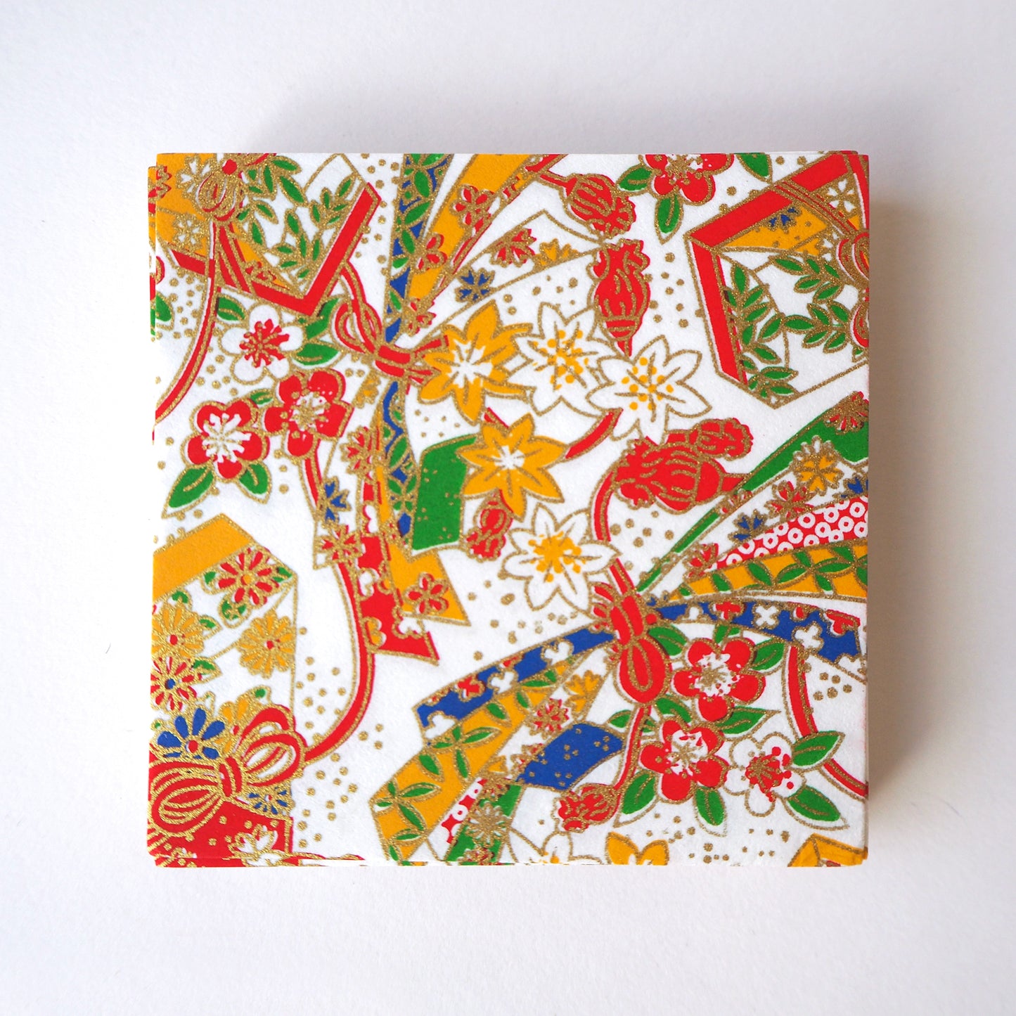 Pack of 100 Sheets 7x7cm Yuzen Washi Origami Paper HZ-339 - Jewelled Box & Flower White - washi paper - Lavender Home London