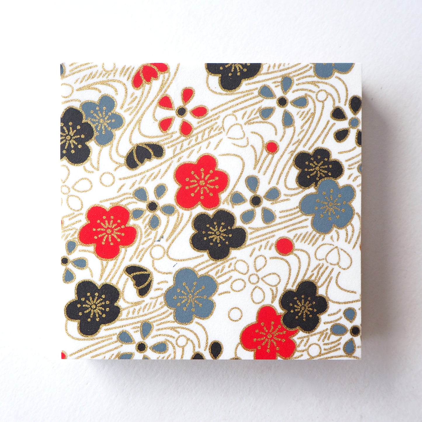 Pack of 100 Sheets 7x7cm Yuzen Washi Origami Paper HZ-341 - Plum Flowers & Flowing Water - washi paper - Lavender Home London