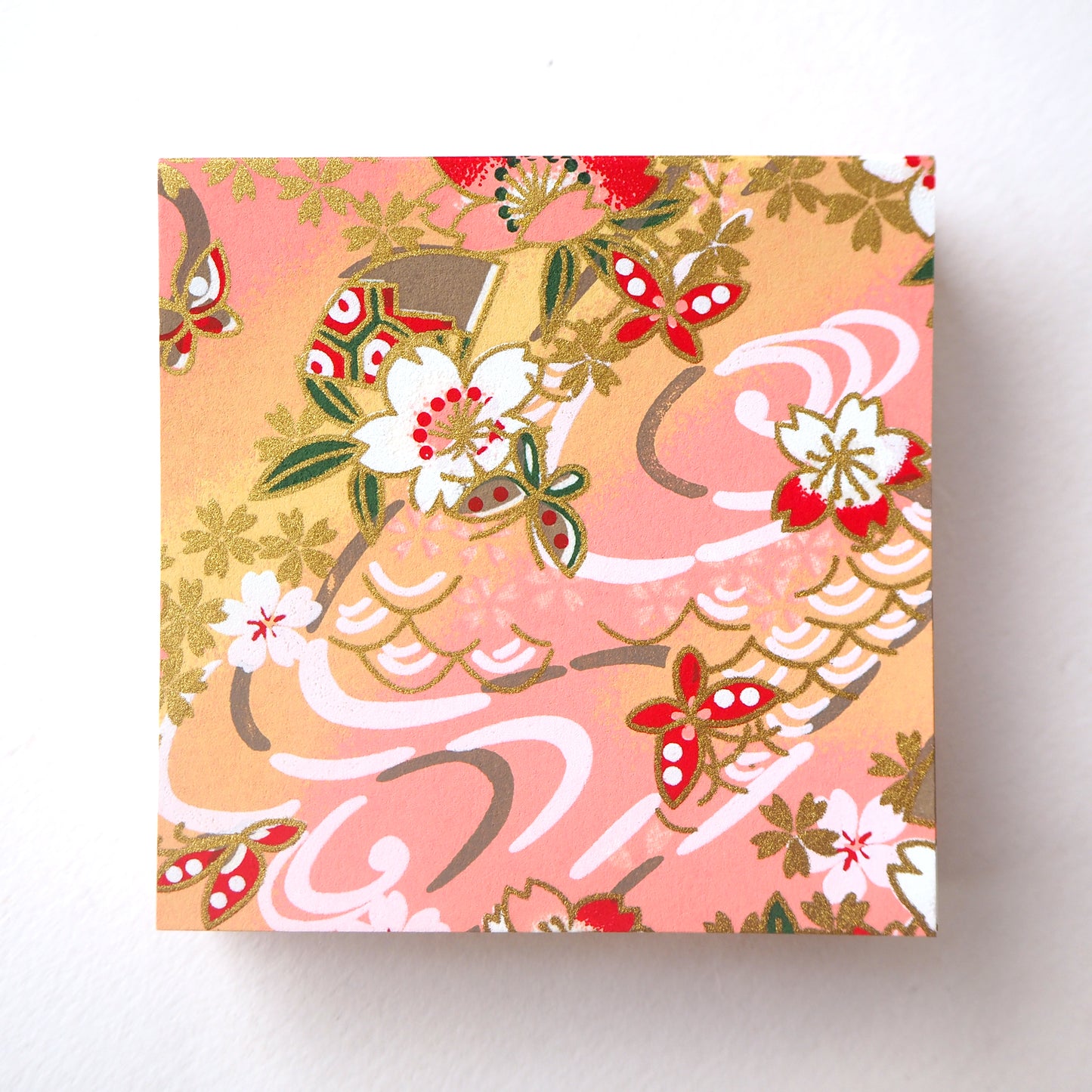 Pack of 100 Sheets 7x7cm Yuzen Washi Origami Paper HZ-436 - Cherry Blossom & Butterflies - washi paper - Lavender Home London