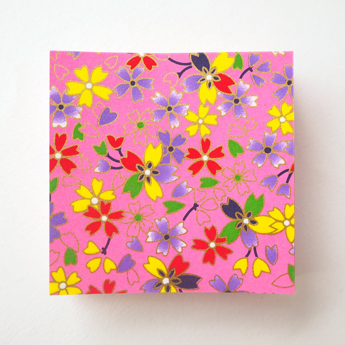 Pack of 100 Sheets 7x7cm Yuzen Washi Origami Paper HZ-440 - Various Colour Cherry Blossom Vivid Pink - washi paper - Lavender Home London