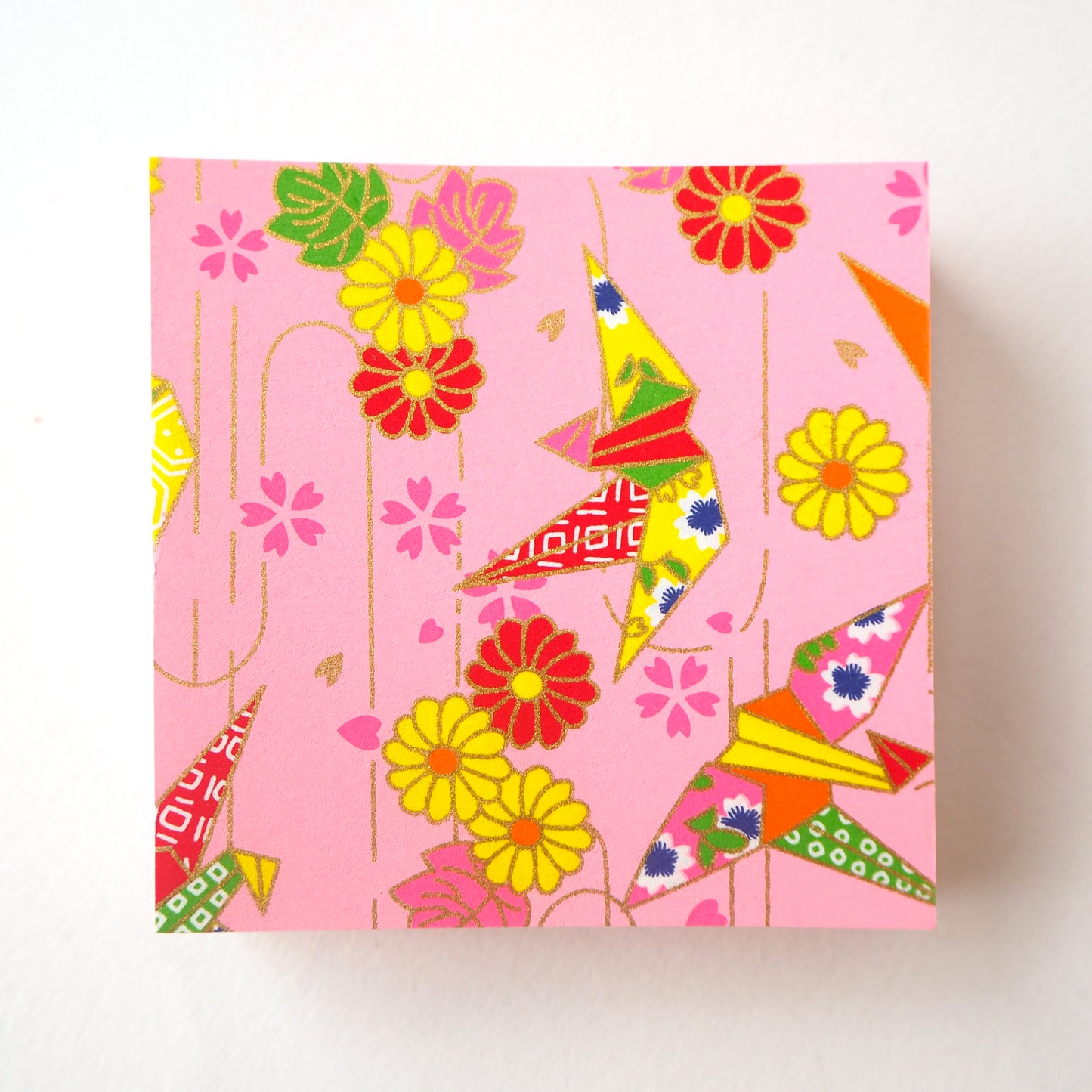 Pack of 100 Sheets 7x7cm Yuzen Washi Origami Paper HZ-463 - Origami Cranes Pink (S) - washi paper - Lavender Home London