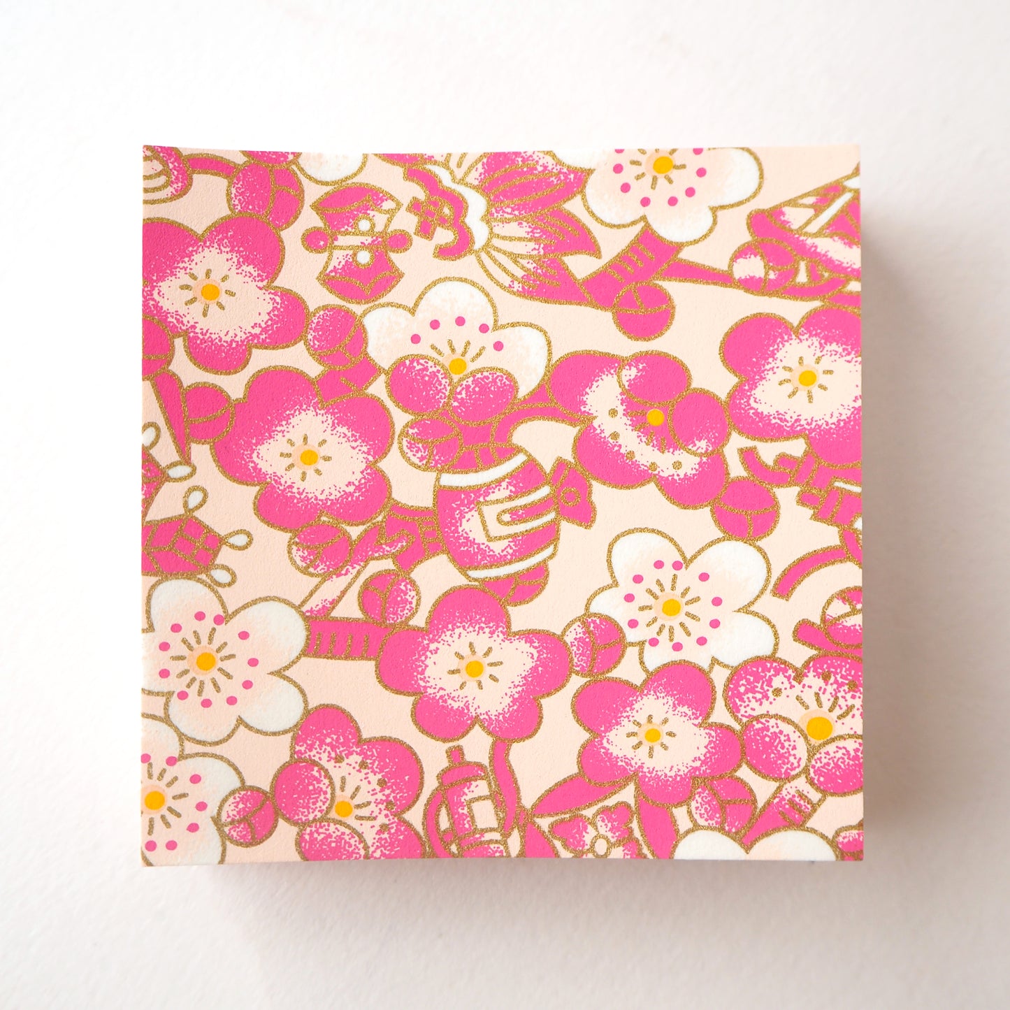 Pack of 100 Sheets 7x7cm Yuzen Washi Origami Paper HZ-481 - Cloudy Plum Flower Pink - washi paper - Lavender Home London