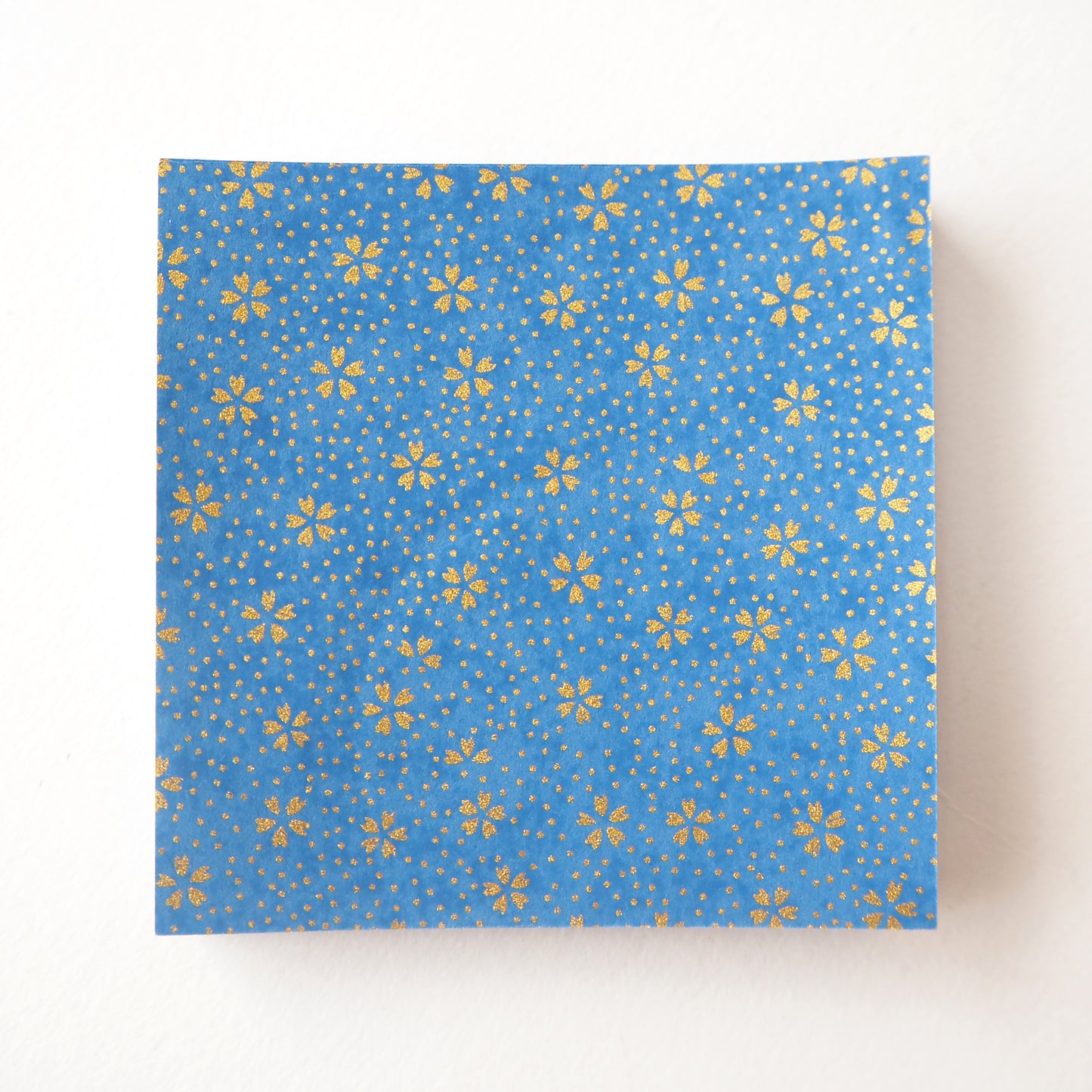 Pack of 100 Sheets 7x7cm Yuzen Washi Origami Paper HZ-503 - Small Gold Cherry Blossom Blue - washi paper - Lavender Home London