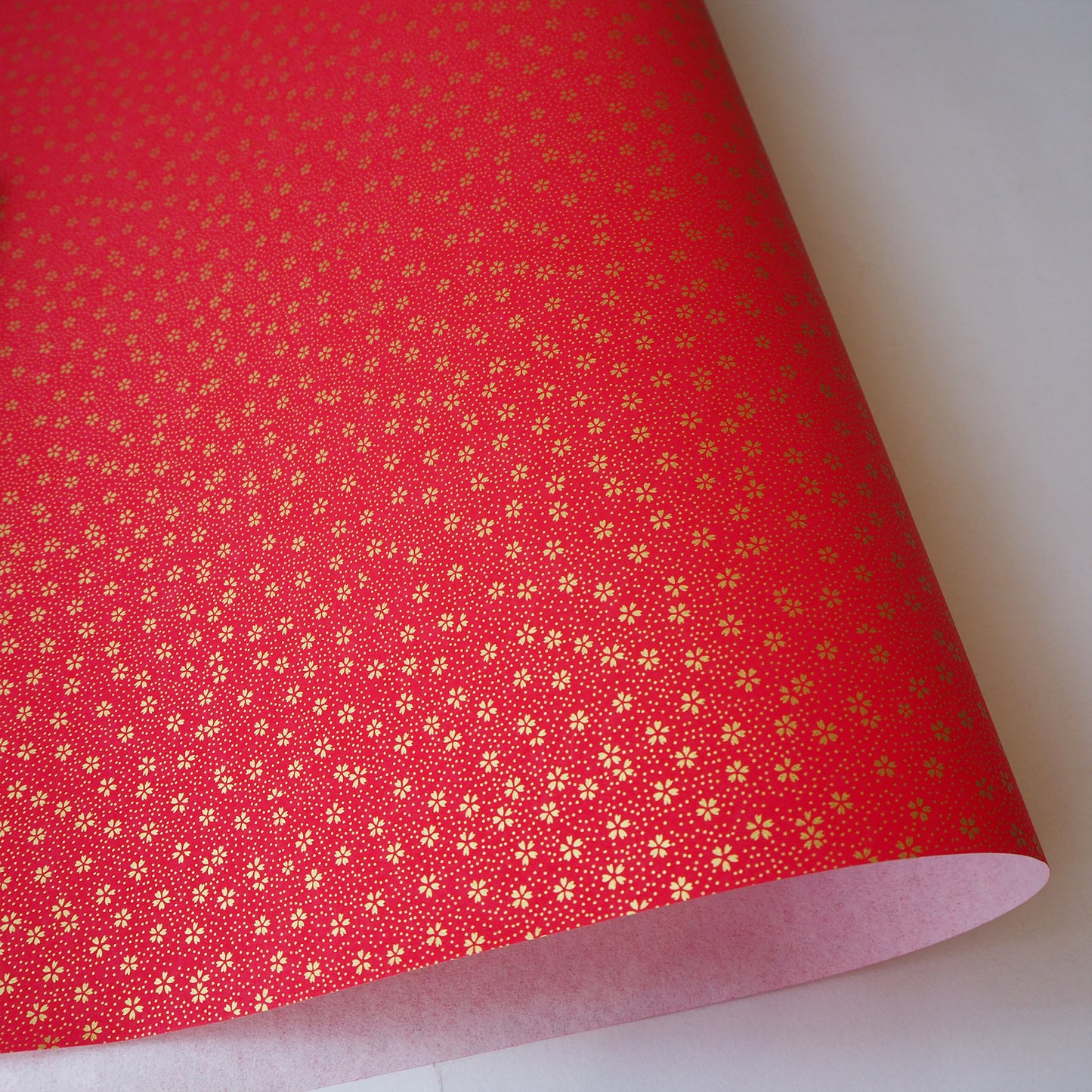 Yuzen Washi Wrapping Paper HZ-502 - Small Gold Cherry Blossom Red - washi paper - Lavender Home London