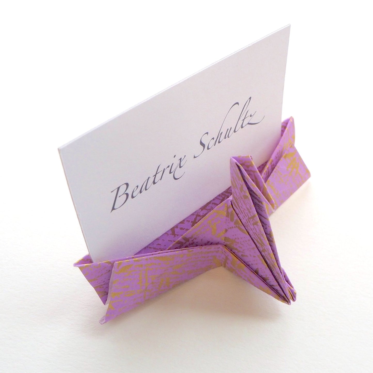 Bespoke Yuzen Washi Paper Origami Crane Name Card Holder - Origami Decorations - Lavender Home London