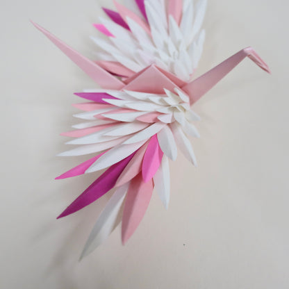 Paper Feathered Crane - Pink Valentine