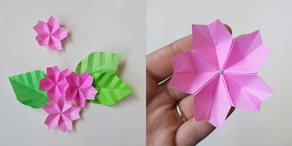 Kit de bricolaje de origami de flores, haga 10 flores de origami diferentes, 15x15 cm