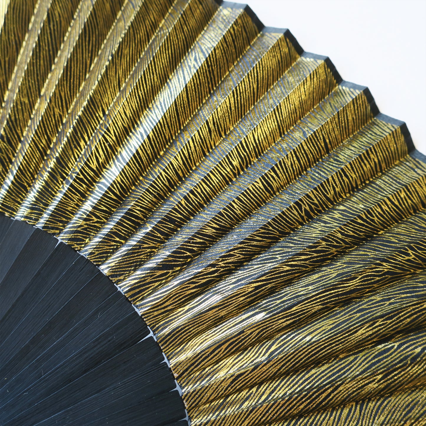 SALE Folding Fan - Black & Gold Wave