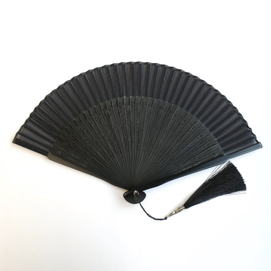 Black Folding Fan - Peacock