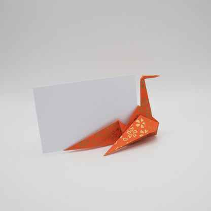 Tarjeta de lugar de grúa de origami de papel Yuzen Washi a medida, titular de la tarjeta de nombre
