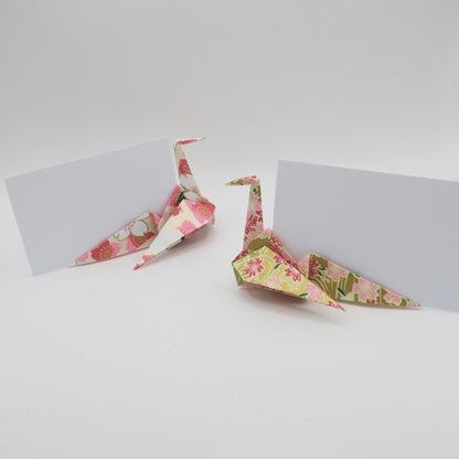Tarjeta de lugar de grúa de origami de papel Yuzen Washi a medida, titular de la tarjeta de nombre