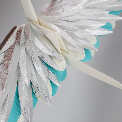 Grulla Emplumada De Origami - Hielo