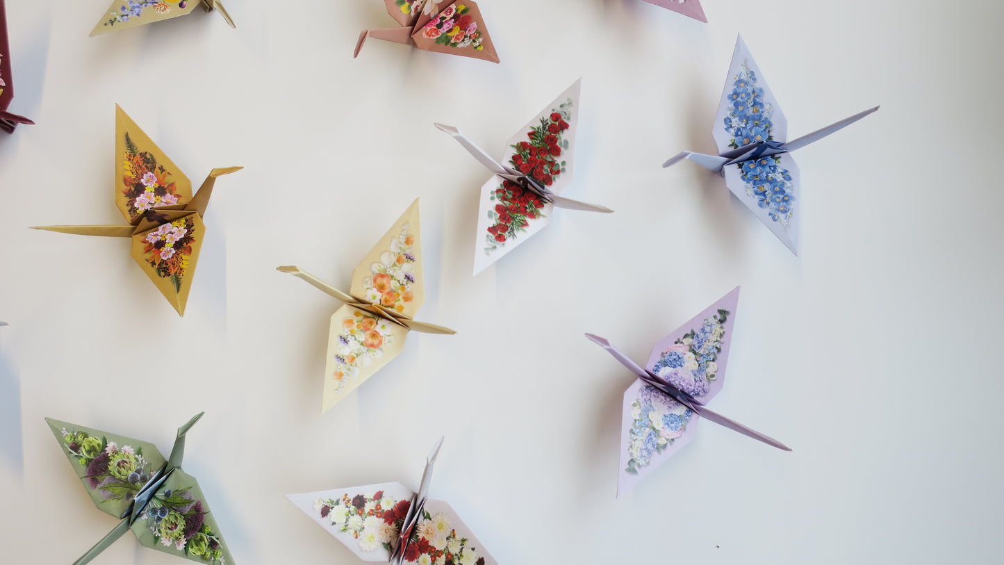Kit de bricolage grue à fleurs en origami, 15x15 cm