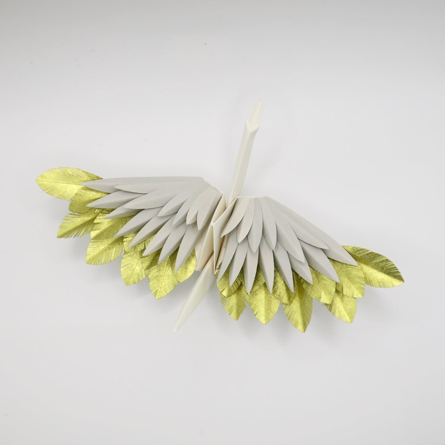 Grue à plumes en origami - Or caché