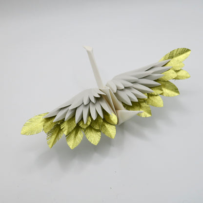 Grue à plumes en origami - Or caché