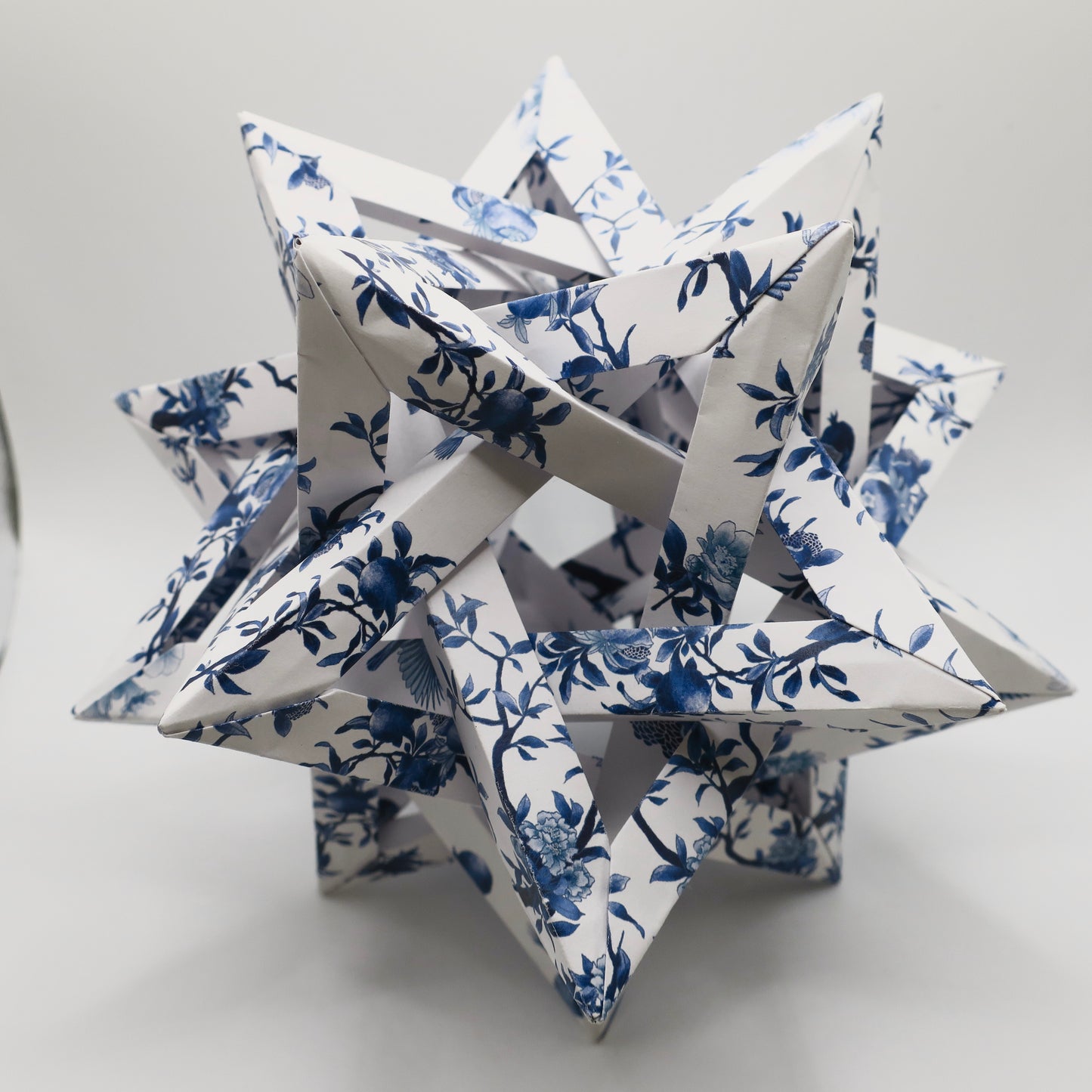 Kit de bricolage grue origami et porte-cartes en porcelaine bleue et blanche, 15x15cm