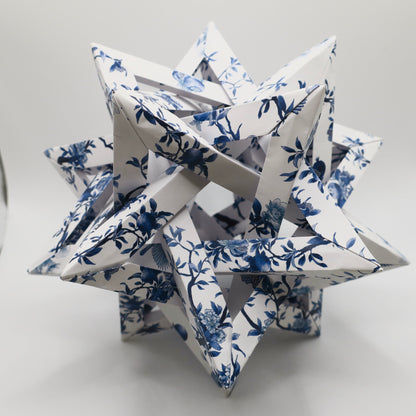 Kit de bricolage grue origami et porte-cartes en porcelaine bleue et blanche, 15x15cm