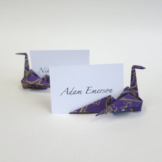 Tarjeta de lugar de grúa de origami de papel Yuzen Washi a medida, titular de la tarjeta de nombre