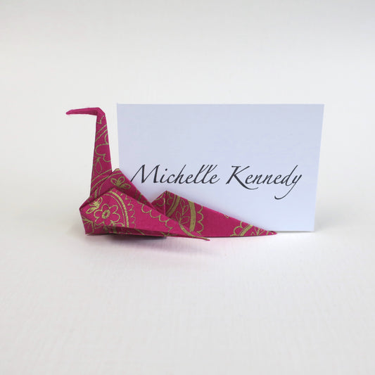Tarjeta de lugar de grúa de origami de papel Yuzen Washi a medida, titular de la tarjeta de nombre