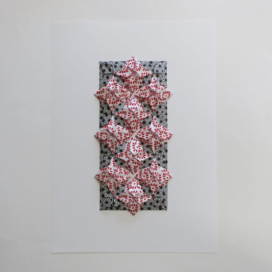 Origami Diamond Tiles Artwork - Red stars