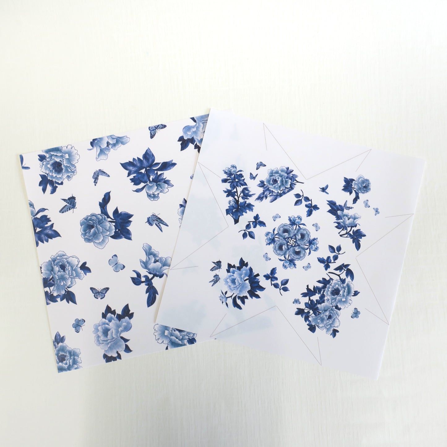 Kit de bricolage grue origami et porte-cartes en porcelaine bleue et blanche, 15x15cm