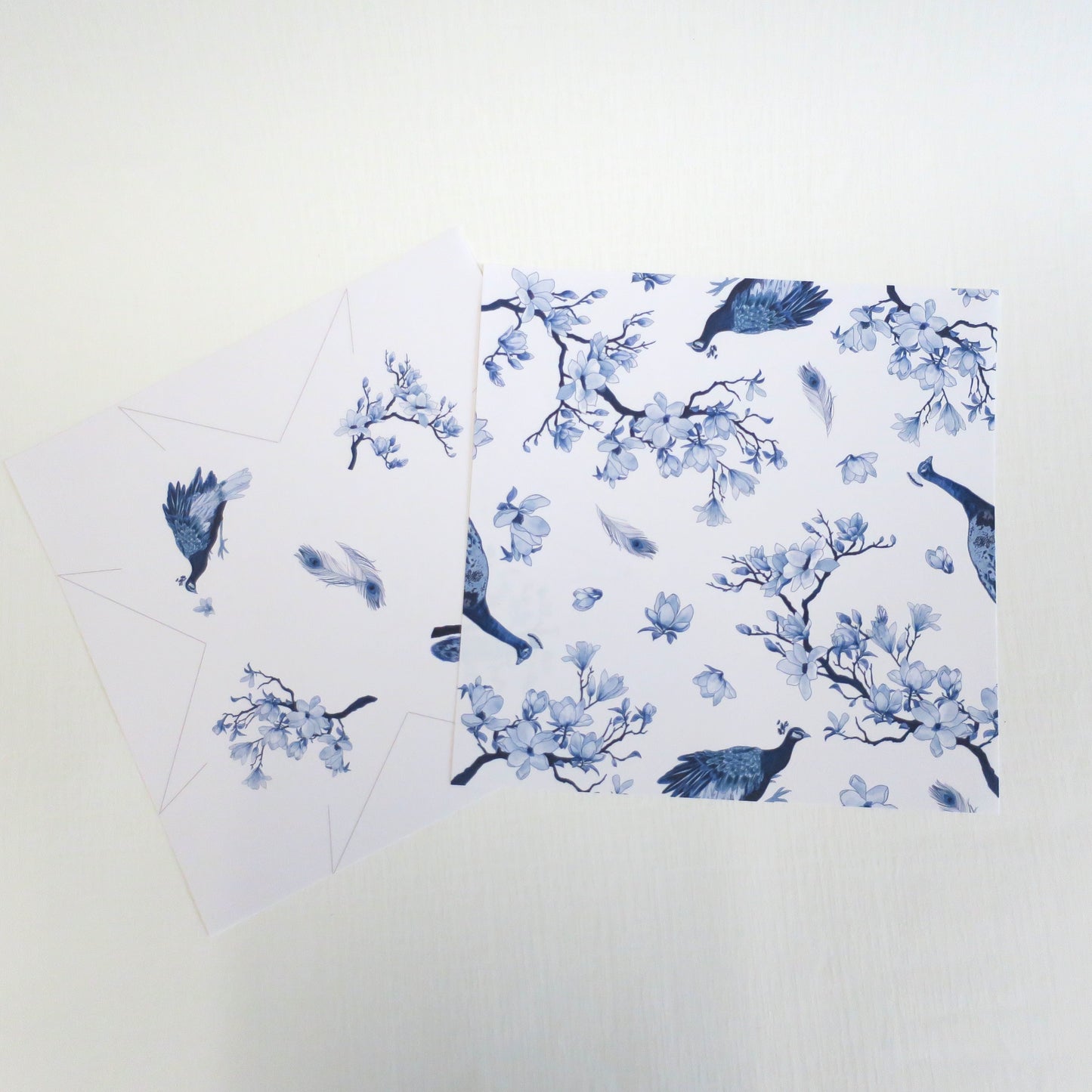 Kit de bricolage grue origami et porte-cartes en porcelaine bleue et blanche, 15x15cm