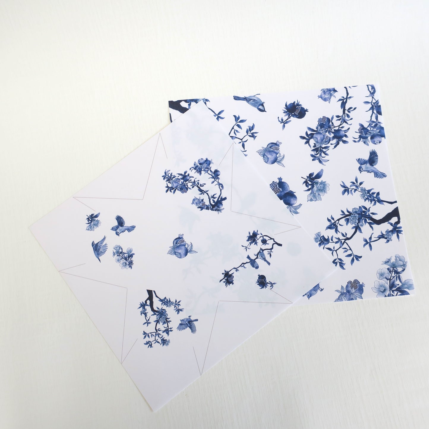 Kit de bricolage grue origami et porte-cartes en porcelaine bleue et blanche, 15x15cm