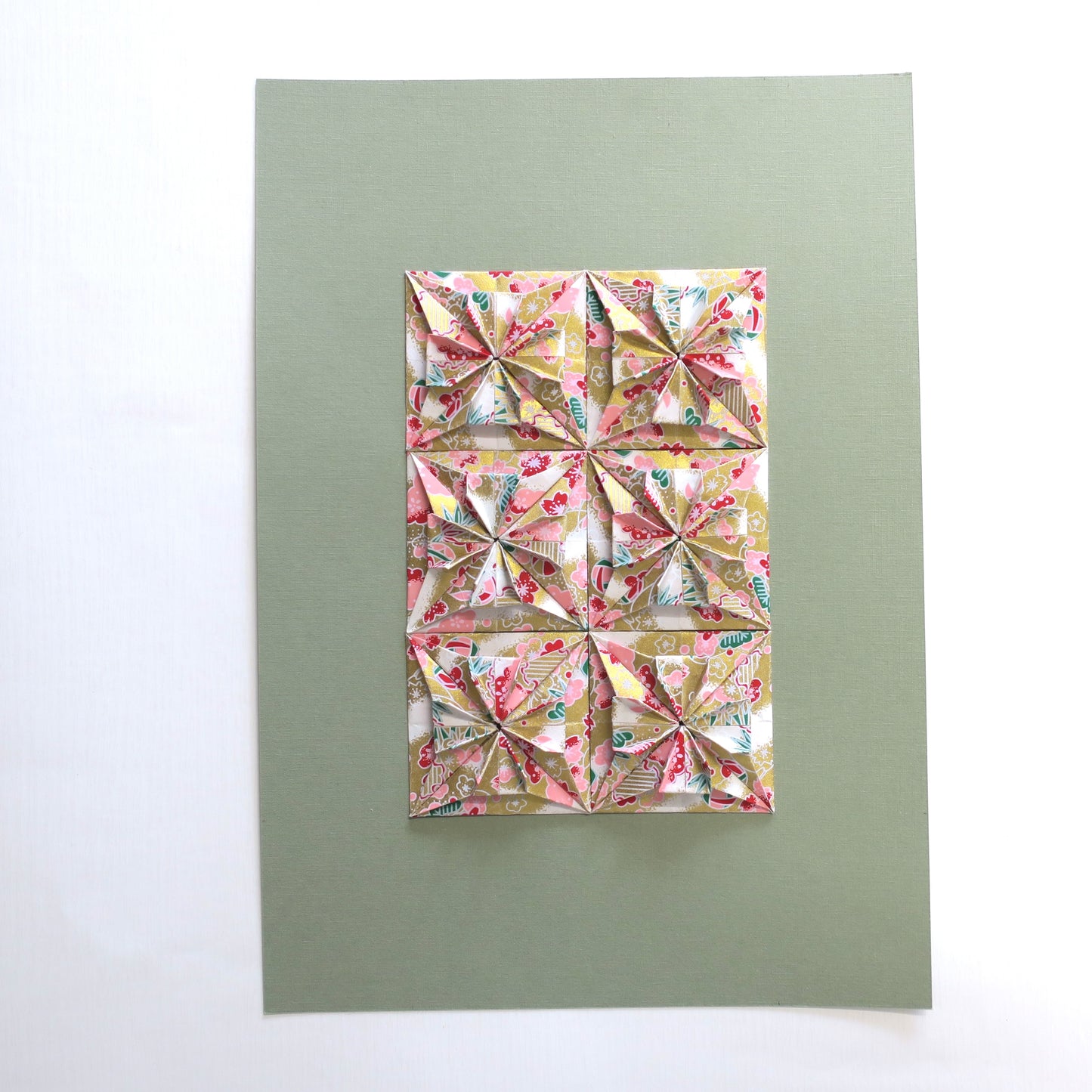 Origami Square Tiles Artwork - Gold