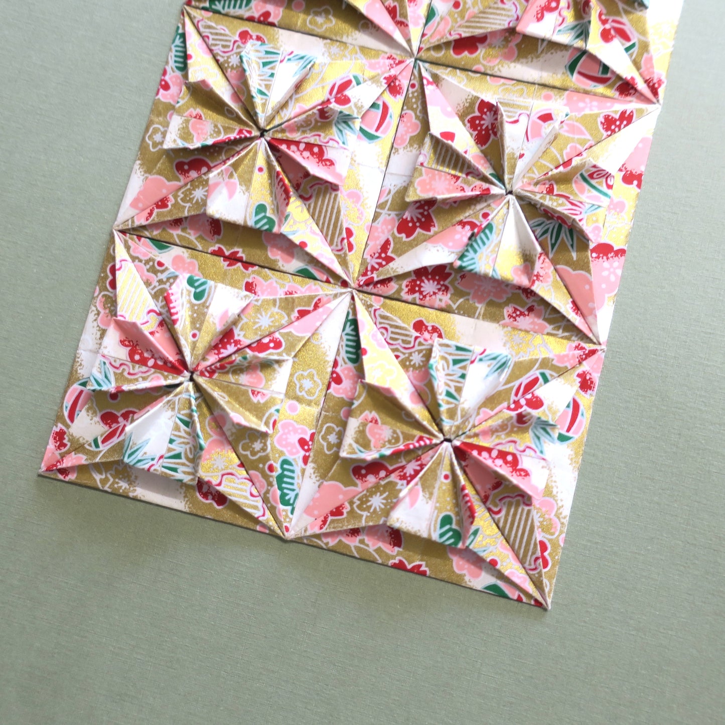 Origami Square Tiles Artwork - Gold