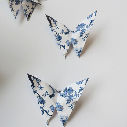 Pack of 5 Origami Butterflies - Blue and white
