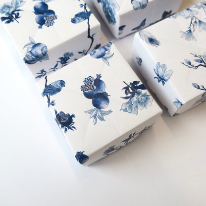 Kit de bricolage grue origami et porte-cartes en porcelaine bleue et blanche, 15x15cm