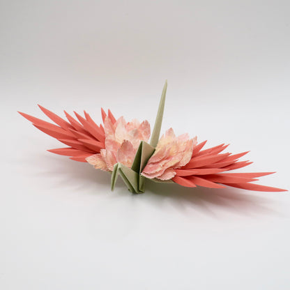 Grulla emplumada de origami - Negro