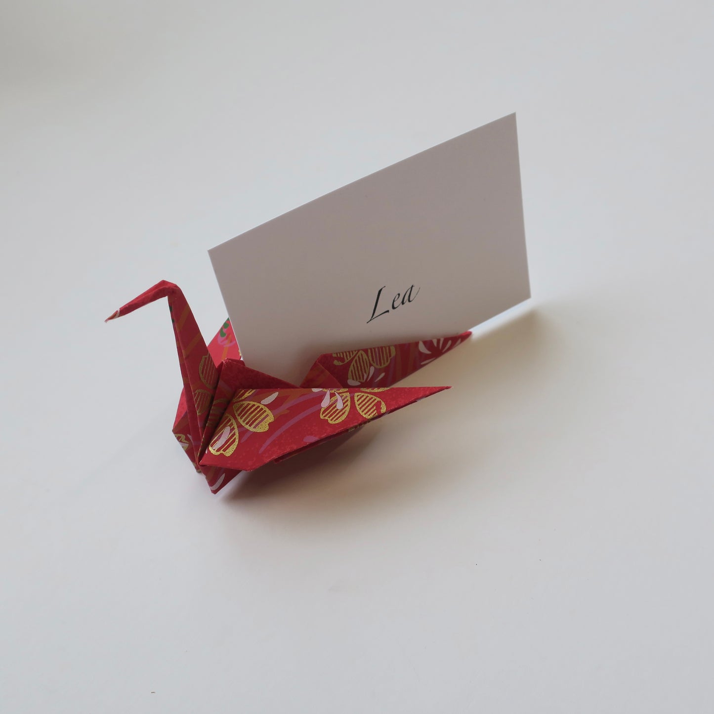 Tarjeta de lugar de grúa de origami de papel Yuzen Washi a medida, titular de la tarjeta de nombre