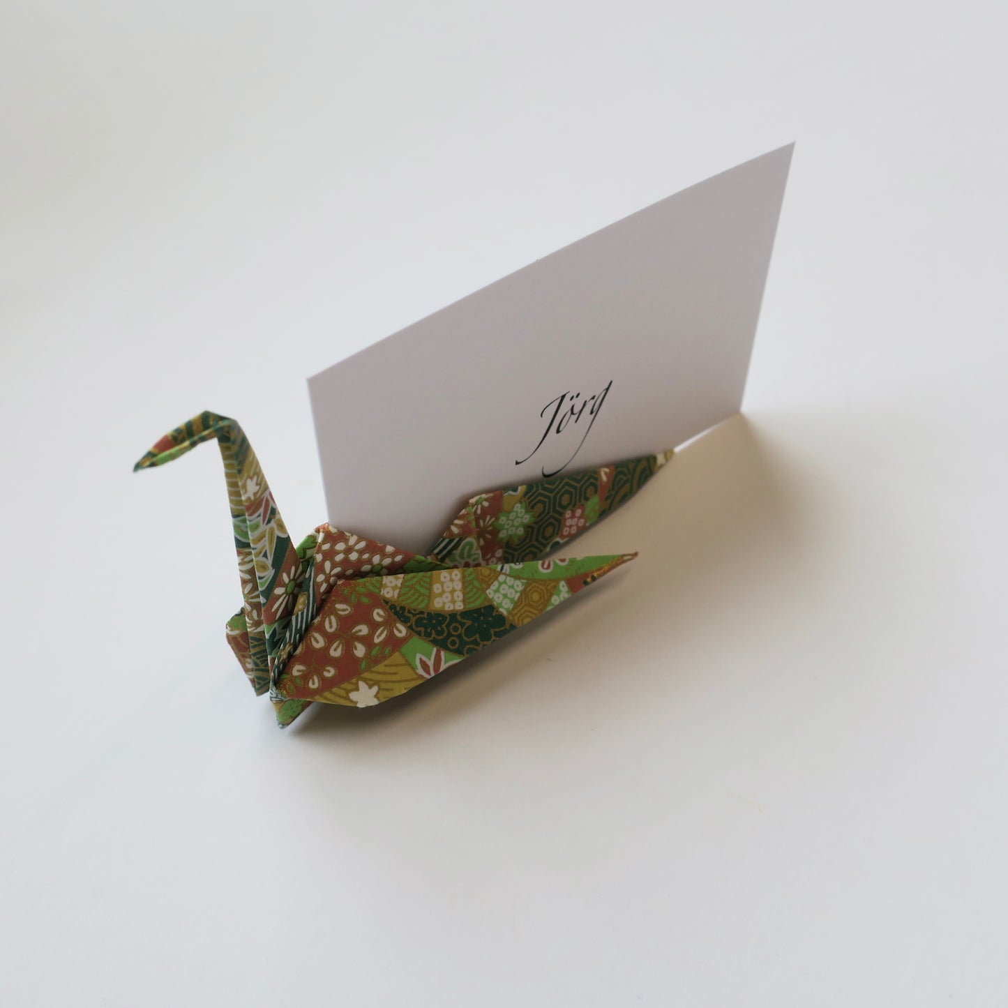 Tarjeta de lugar de grúa de origami de papel Yuzen Washi a medida, titular de la tarjeta de nombre