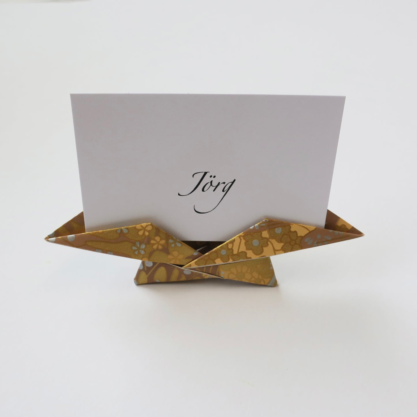 Carte de lieu origami géométrique simple en papier Yuzen Washi sur mesure, porte-carte de nom