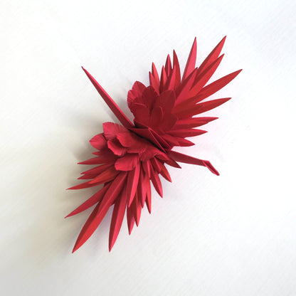 Origami Feathered Crane - Red