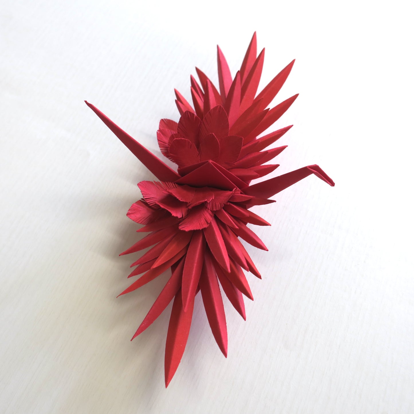 Origami Feathered Crane - Red