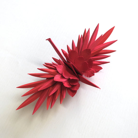 Origami Feathered Crane - Red
