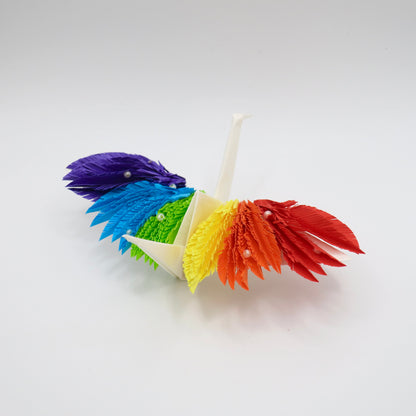 Grue à Plumes Origami - Arc-en-ciel