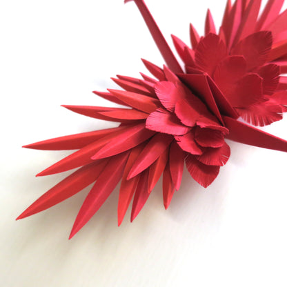 Origami Feathered Crane - Red