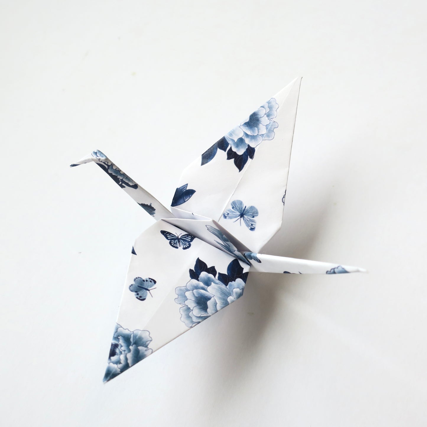 Kit de bricolage grue origami et porte-cartes en porcelaine bleue et blanche, 15x15cm
