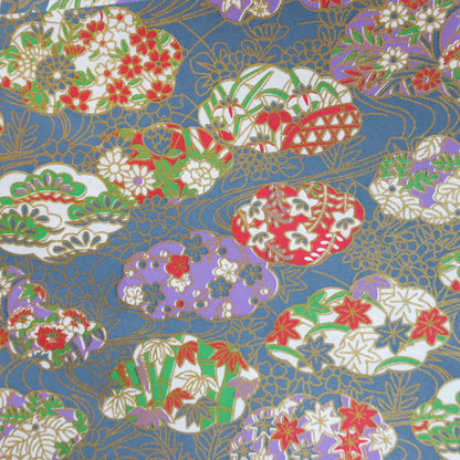 Pack of 20 Sheets 14x14cm Yuzen Washi Origami Paper HZ-523 - blue Flower Cloud