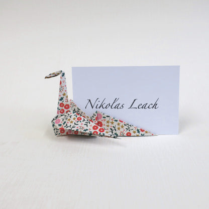 Tarjeta de lugar de grúa de origami de papel Yuzen Washi a medida, titular de la tarjeta de nombre