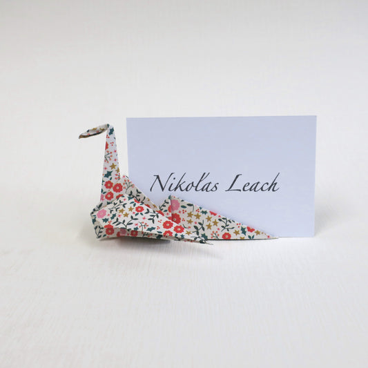 Tarjeta de lugar de grúa de origami de papel Yuzen Washi a medida, titular de la tarjeta de nombre