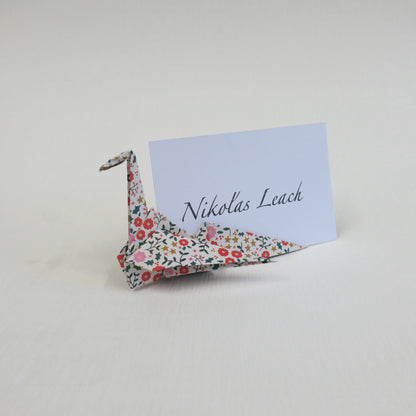 Tarjeta de lugar de grúa de origami de papel Yuzen Washi a medida, titular de la tarjeta de nombre