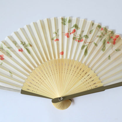 New Folding Fan - Red berries