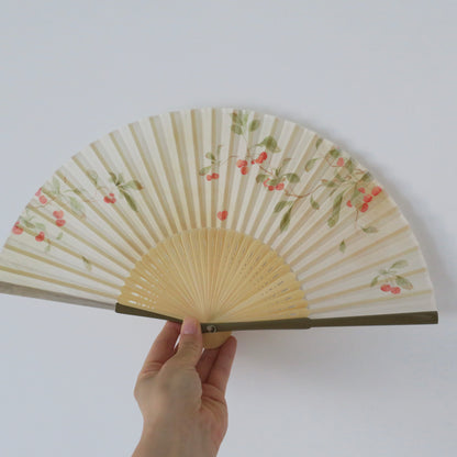 New Folding Fan - Red berries