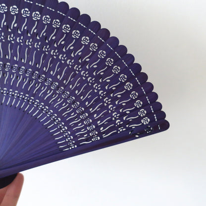 Wooden Folding Fan - Rose, purple
