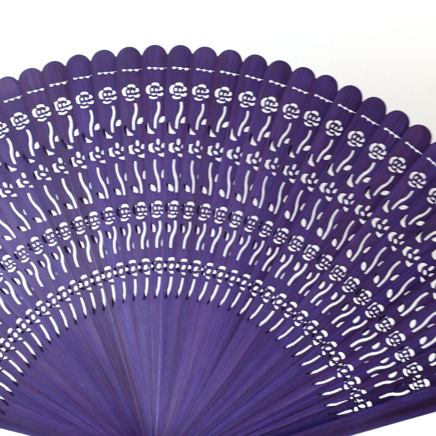 Wooden Folding Fan - Rose, purple