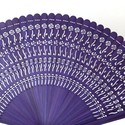 Wooden Folding Fan - Rose, purple